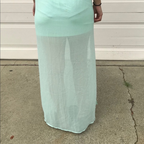 Express mint green Chiffon maxi skirt - Picture 3 of 4